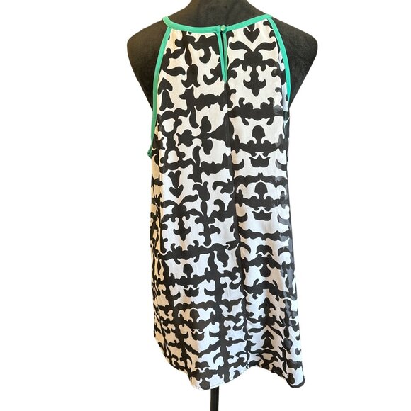 💖Nicole, black and white abstract print with green trim - Picture 1 of 7